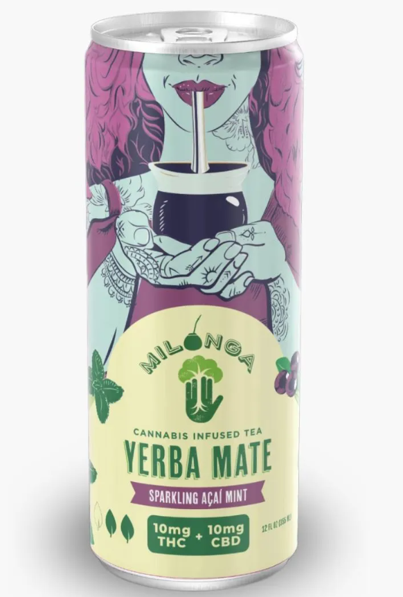 Milonga Acai Mint 10mg THC 10mg CBD yerba mate can